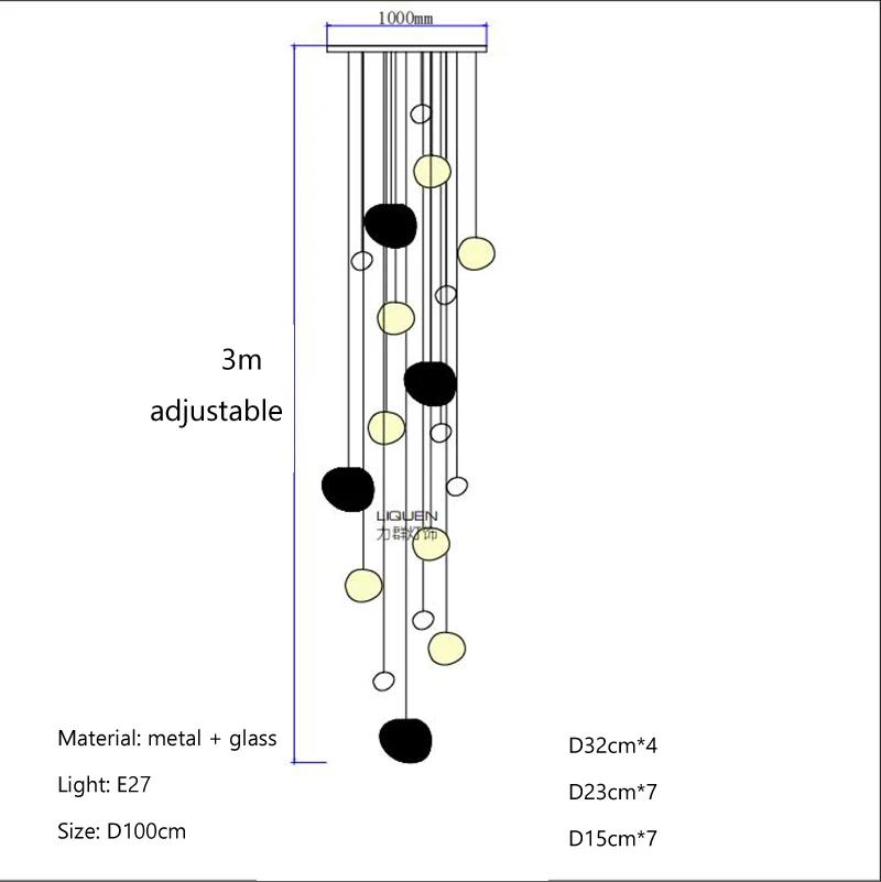 Nordic Minimalist Staircase Chandelier Bubble Glass Light Luxurious Living Room Family Kitchen Restaurant Celing Pendant Lamp