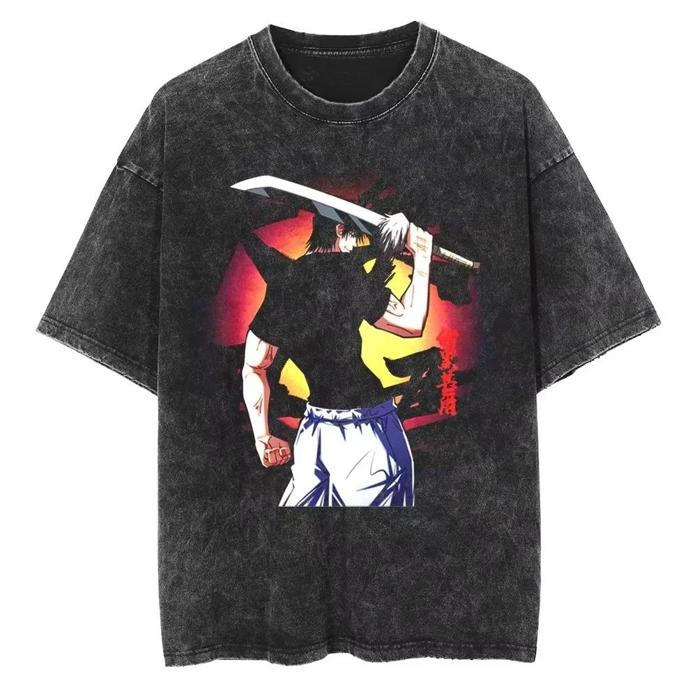 Jujutsu Kaisen Ryomen Sukuna Graphic Print Vintage Washed Oversized Anime Streetwear T-Shirt