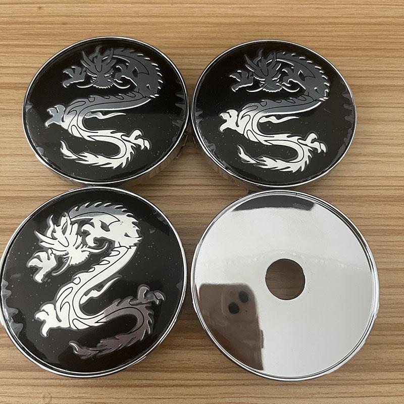 4pcs/set Universal 56mm 60mm Dragon Emblem Car Wheel Center Hub Cap Dust-Proof Sticker Covers