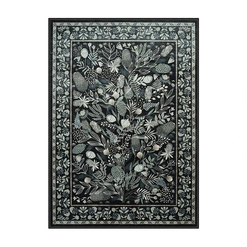 Living Room Carpet Non-slip Soft Machine Washable Floor Mat Green Plant Flower Bedroom Rug Large Size Home Decoration Mats