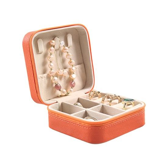 Small Jewelry Box Earring Ring Organizer Box Zipper Design Multi-compartments Easy Access Portable Jewelry Storage Case Protector