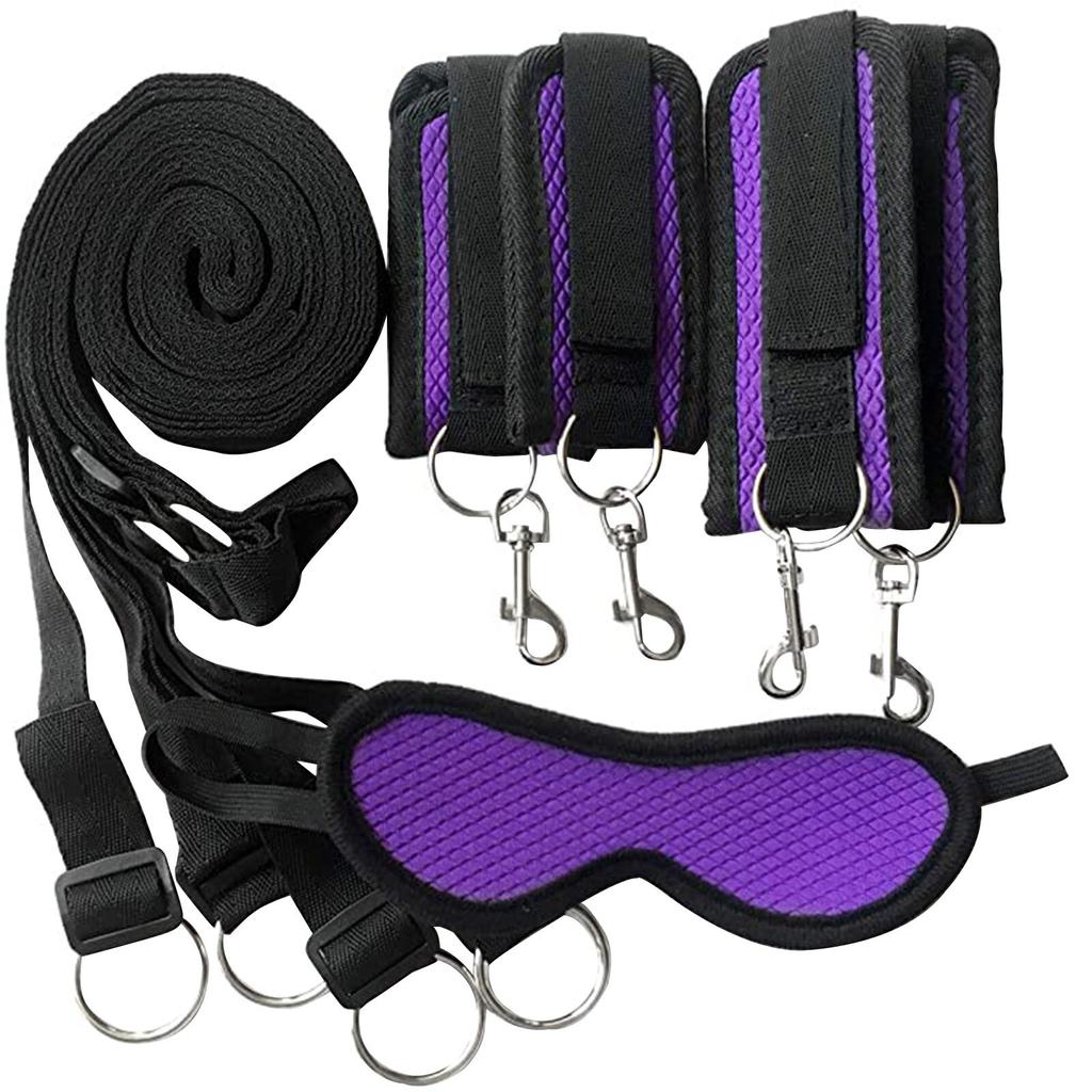 Bed Tied Up Straps Sex Bondage Kit Adult Games Set Handcuff Footcuff Whip Rope Blindfold For Couples Erotic Toys Sex Products