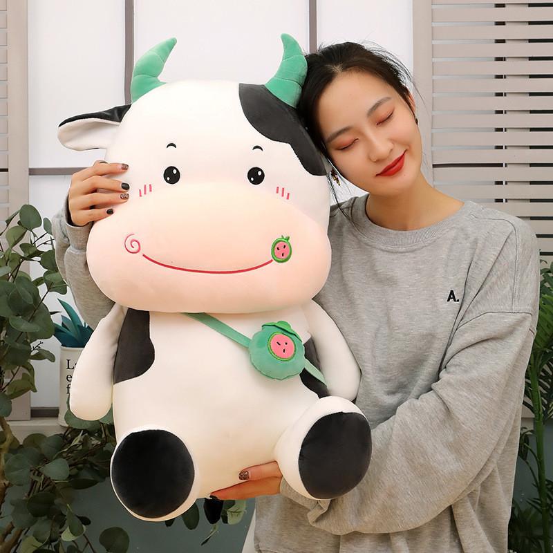 

Fruit Cow With Backpack Plush Toy Cartoon Stuffed Animal Doll Gift Decoration 33cm зелёный