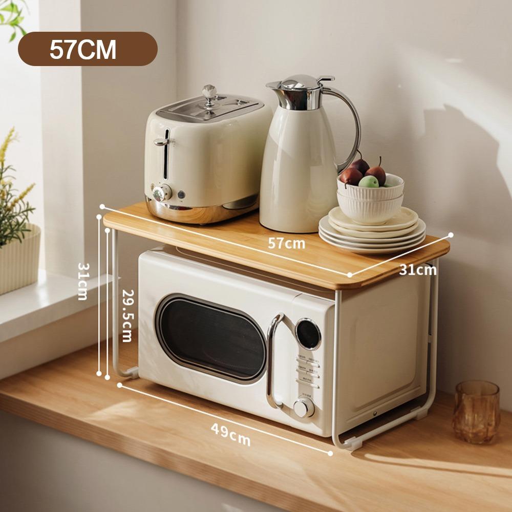 Kitchenware Furniture Bamboo Microwave Storage Rack 2-layers Multi-functional Tabletops Organizer Air Fryer Storage Shelf