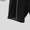 INCERUN Men Short Sleeve Zip-up Stitching Biking Sports Gym Jumpsuits Fitted Rompers Underwear