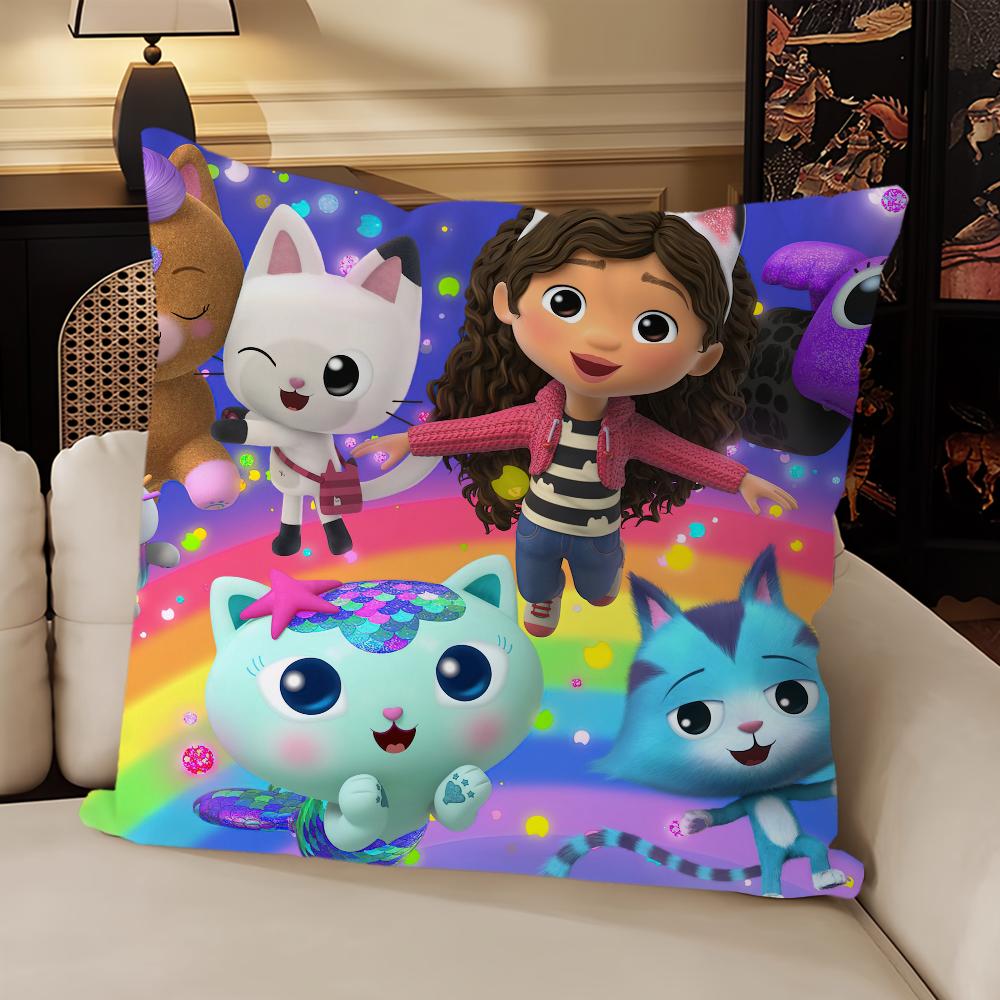 Cartoon G-Gabbys Lovely D-Dollhouse Pillow Case Sofa Living Room Headboard Bedroom Backrest Cushion Square Cushion Nap Time