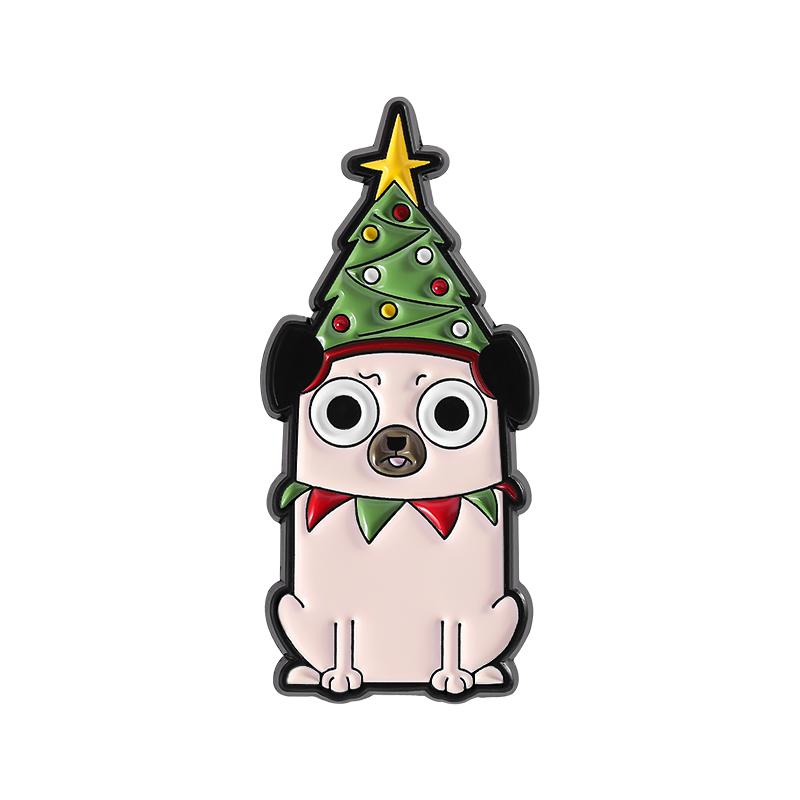 Puppy Christmas Dressup Enamel Pins Custom Christmas Tree Brooches Lapel Badges Clothes Animal Jewelry Gift for Kids Friends