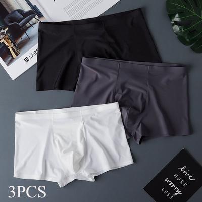 3 STÜCK/SET Eis Seide Nahtlose Herren Boxershorts Atmungsaktive Unterwäsche Männlich Ultradünne Atmungsaktive Slips XL-3XL