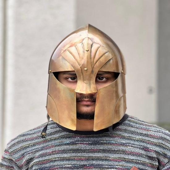 Elven Warrior Helmet Brass Medieval Fantasy Armor LARP Cosplay Handmade Costume
