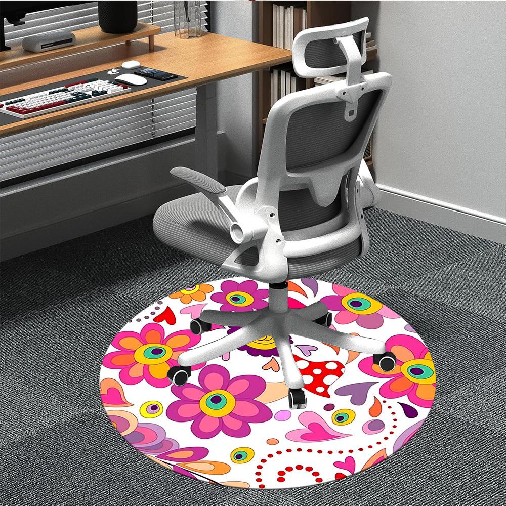 1pc Flower Mandala Carpet for Office Non-Slip, Round Carpet, Soft & Comfortable, Carpet for Office, Lightweight Round Floor Mat