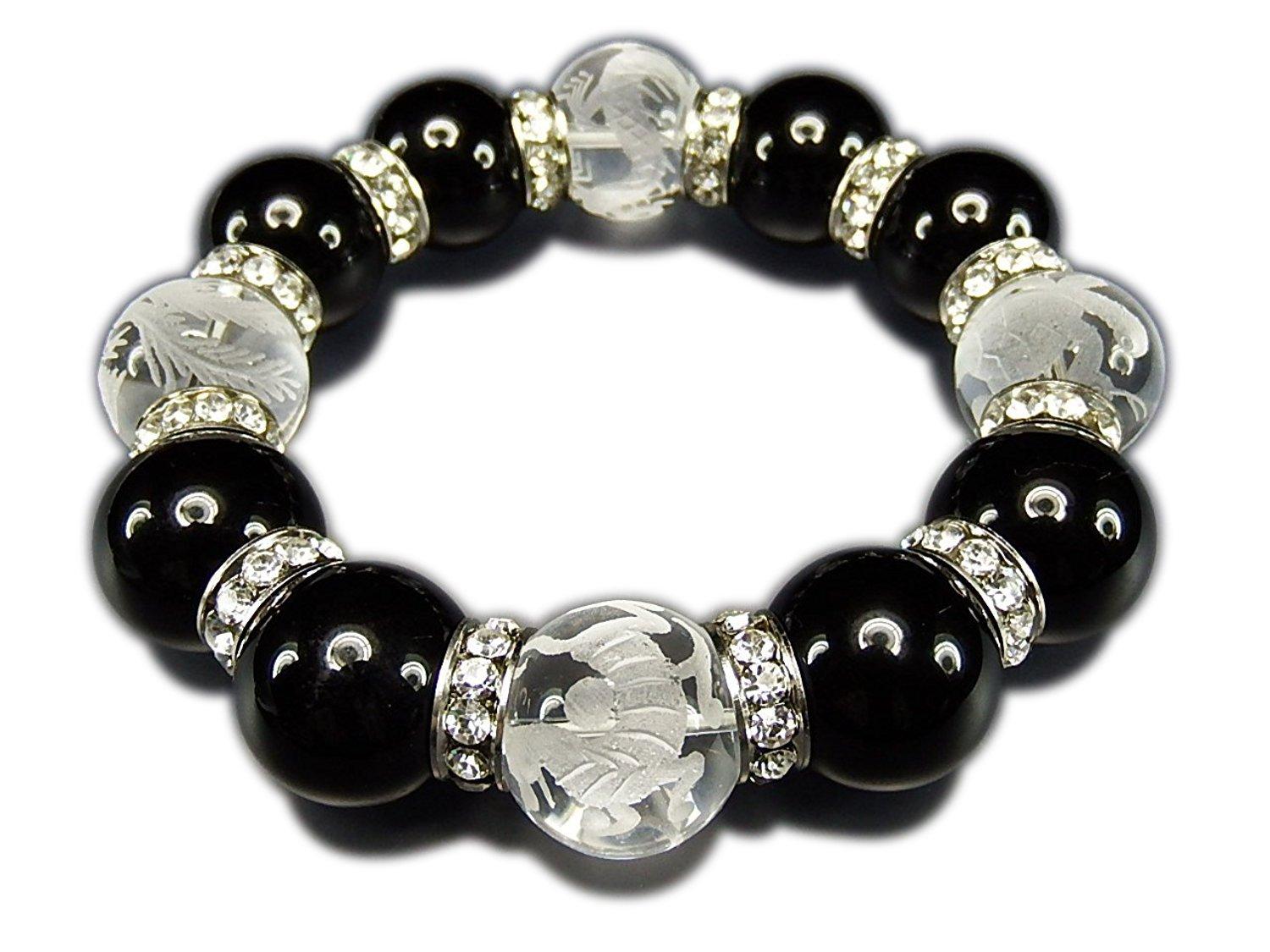 

Super Large 18mm Four Gods Crystal Hand Carved Onyx Bracelet Natural Stone Luxury Rondelle Prayer Beads Original Design [Ishigai] AA+