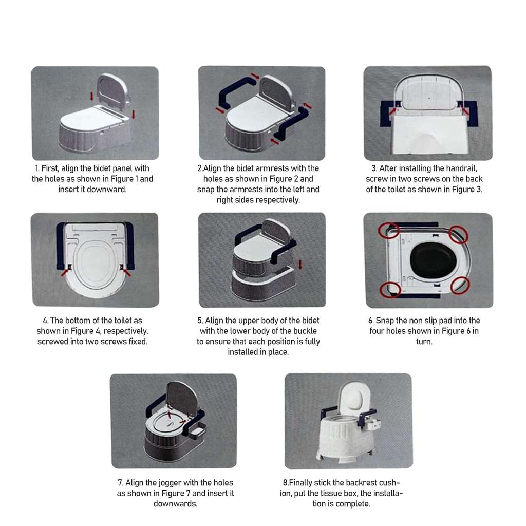 Bedside Commode Toilet Detachable Armrests Soft PU Cushioning Non Slip Dual Cover Bedside Potty with Solid Hollow Bucket for Adults Blue