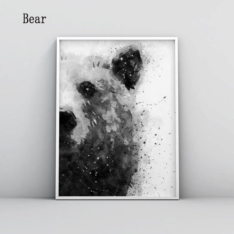 Watercolor animal canvas painting Nordic poster and print wall art deco picture living room decorative painting