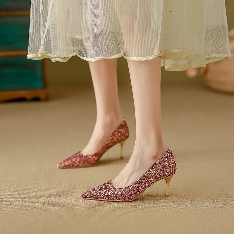 Wedding Shoes Xiuhe Wedding Dress Two Wear Bridal Shoes Leather Comfortable Breathable Not Stuffy Feet Banquet High Heels Women's High Sense