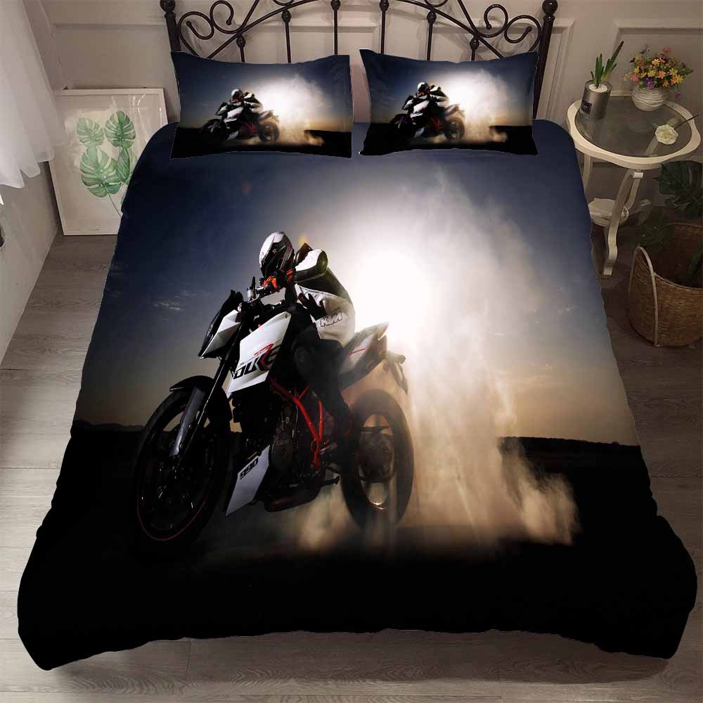 Pohledná červená sada ložního prádla s motivem motoristického sportu Twin Bed Pánská 2-3 ks Sady povlaků na přikrývku Americká velikost Super cool sada přikrývky a ložního prádla pro chlapce