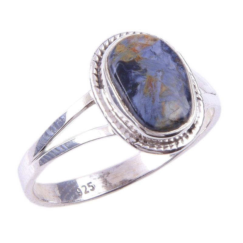 Natürlicher Pietersit Edelstein Handgefertigt 925 Massiv Sterlingsilber Ring Größe 9 G8N57