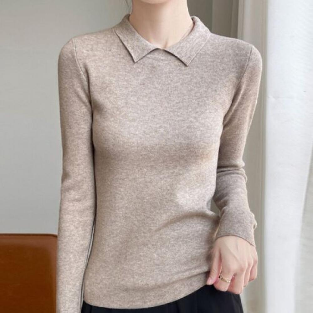 Navava Men S baSic Daily Fit Solid Collar Long Sleeve Knit Nk3428