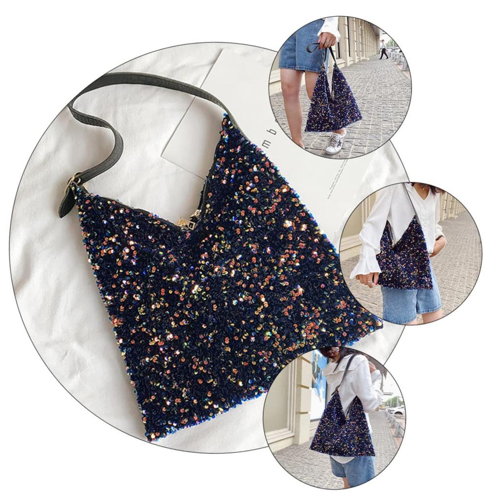 OFFSCH Shoulder Messenger Bag Sequin Shoulder Pouch Women Single Shoulder Bag Shopping Bag Pouch Women Satchel Bag Sequin Shopping Bag Women Spa