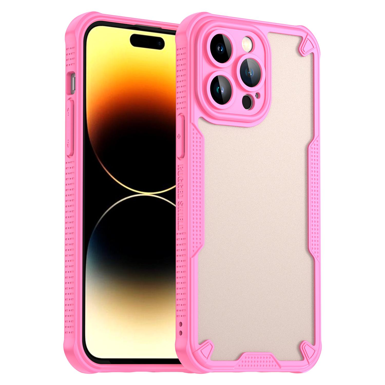 

Для чохла iPhone 14 Pro Max PC+TPU Напівпрозорий Матовий Захисний Чохол для Телефону Pink