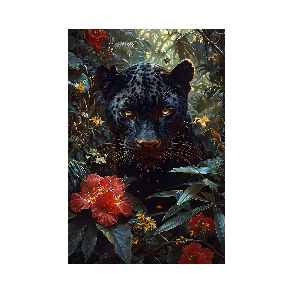 Tropical Animals Fantasy Poster Leopard In Jungle Canvas Painting Wall Prints Picture for Living Room Home Decor