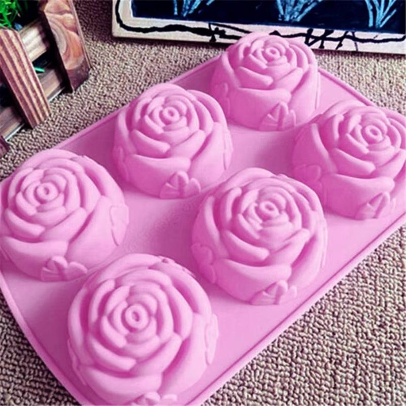 Lebensmittelechtes Silikon Schokoladenform Rosenförmige Kuchenform Kreative Dessertform Praktisches Küchenbackwerkzeug