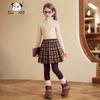 Girls' Warm Plaid Woolen A-Line Mini Skirt