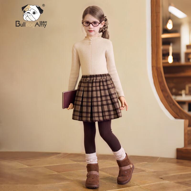 Girls' Warm Plaid Woolen A-Line Mini Skirt