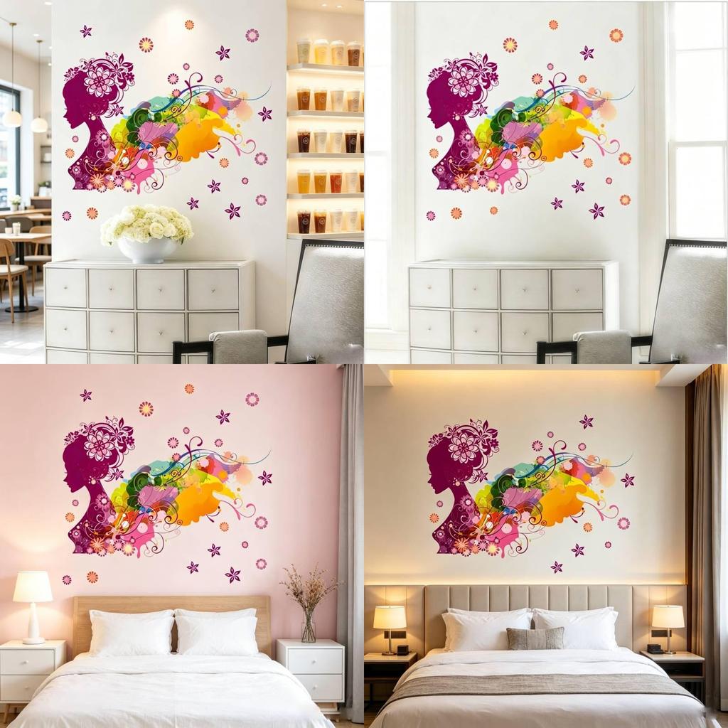 Girl Flower Pink Wall Decal For Home Interior Stylish And Sophisticated
