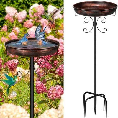 Bird Bath Bowl Vintage Rust-Resistant Garden Backyard Bird Waterer Rust Resistant LED Floating Candle Bird Bath