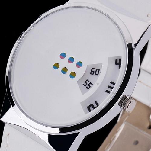 Fashion Ceative Dial Moveable Digital Watch Unisex Women Men Sport Watches Leather Band Quartz Wristwatches Cheap Price
