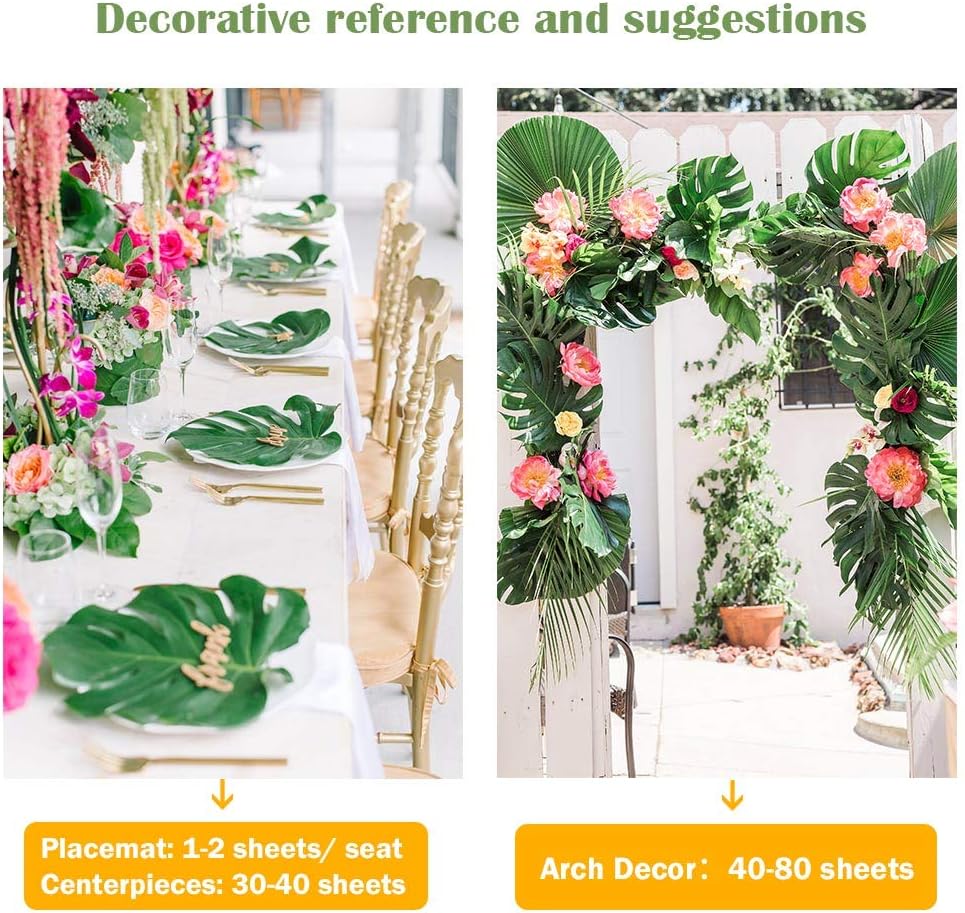 12Pcs Artificial Palm Leaves Hawaiian Luau Jungle Beach Theme Party Decor DIY Supplies for Birthday Holiday Home Wall Decor