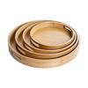 Round Bamboo Serving Tray With Handle Smooth Edge Wooden Platter 25-40CM for Bed Breakfast Snack Tea Serving Use