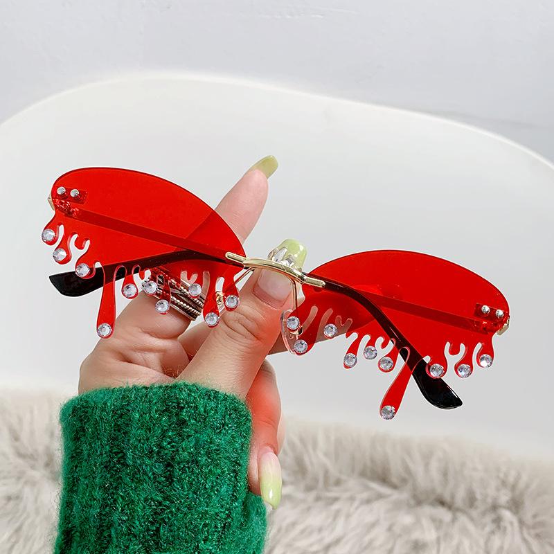 Ochelari de soare Personalizați Lacrimi Metal Fără ramă Ochelari de soare Punct Diamant Minge Ochelari Amuzanți