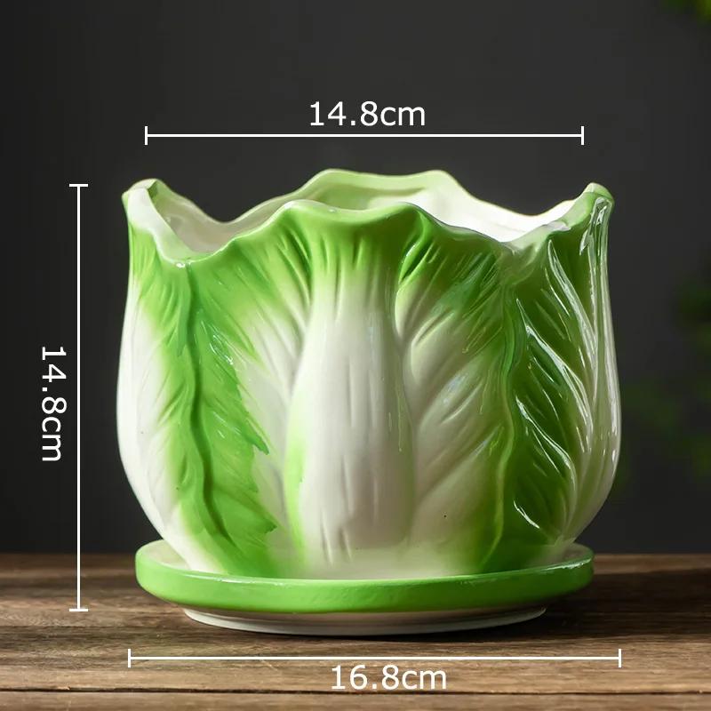 Kreative chinesische Kohl Keramikvase Kleine Pflanzentöpfe Tischdekoration Blumenarrangement Blumenvase Raum Ästhetische Dekoration