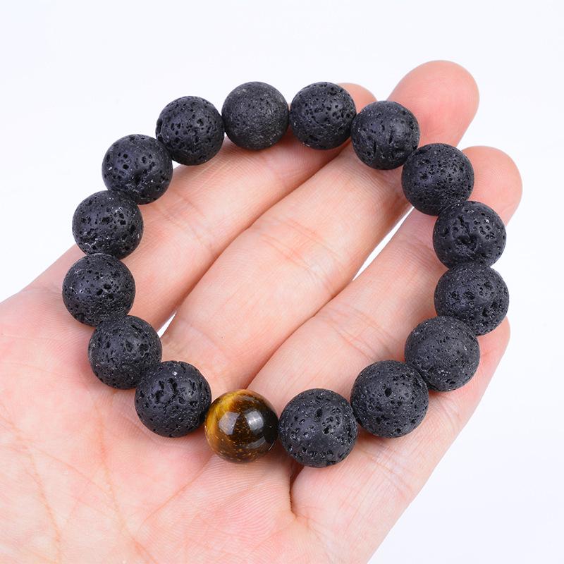 Men's Handmade Volcanic Stone Beaded Bracelet - European & American Style