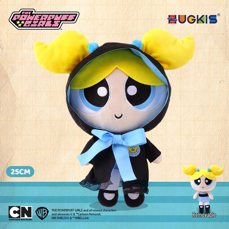 Official Powerpuff Girls Bubbles Plush Toy with Academy Outfit and Magic Robe - Cute Gift Doll Pendant