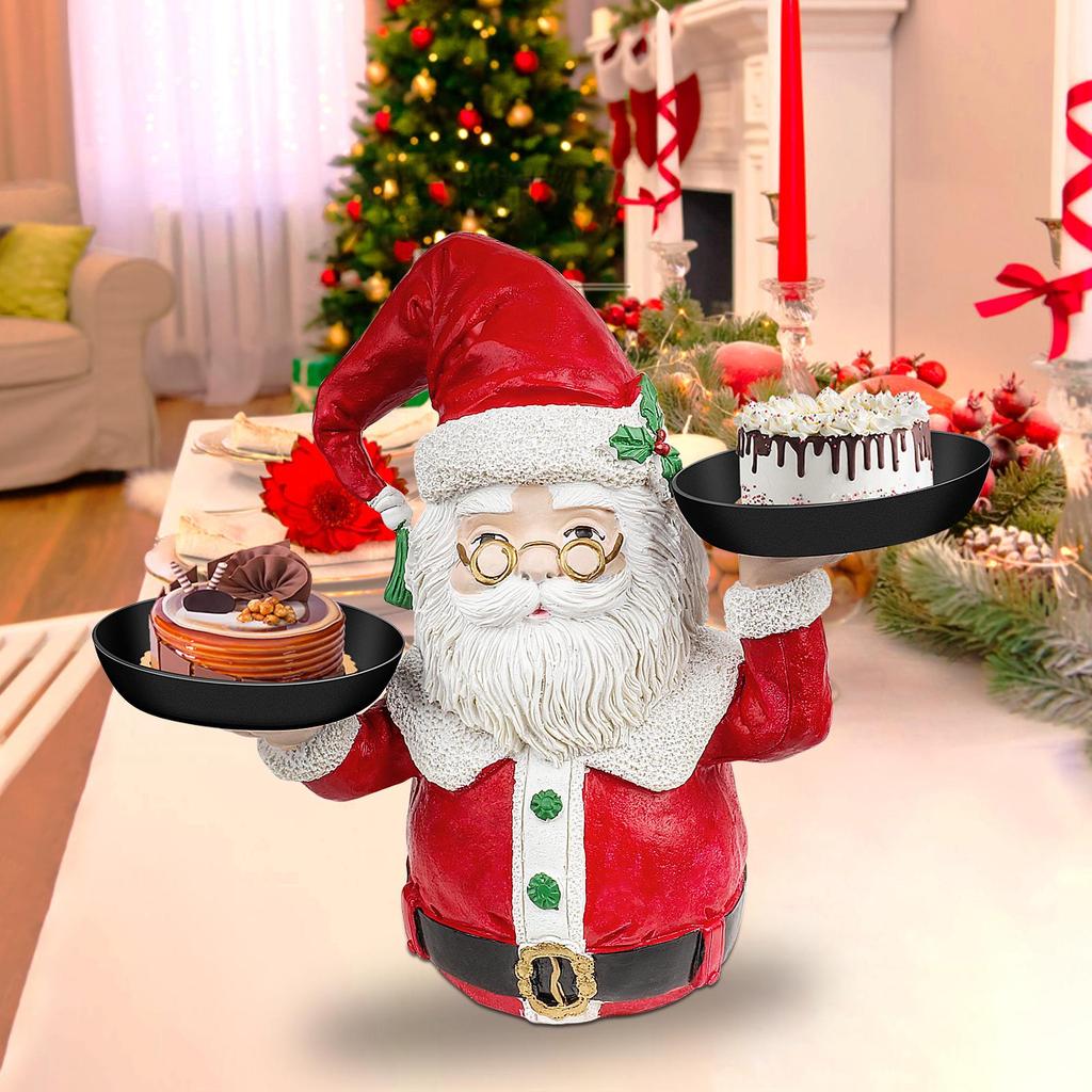 Soporte para Golosinas Muñeco de Nieve Navideño Bandeja para Santa Frutero Estante Resina Hogar Fiesta Comida Aperitivo