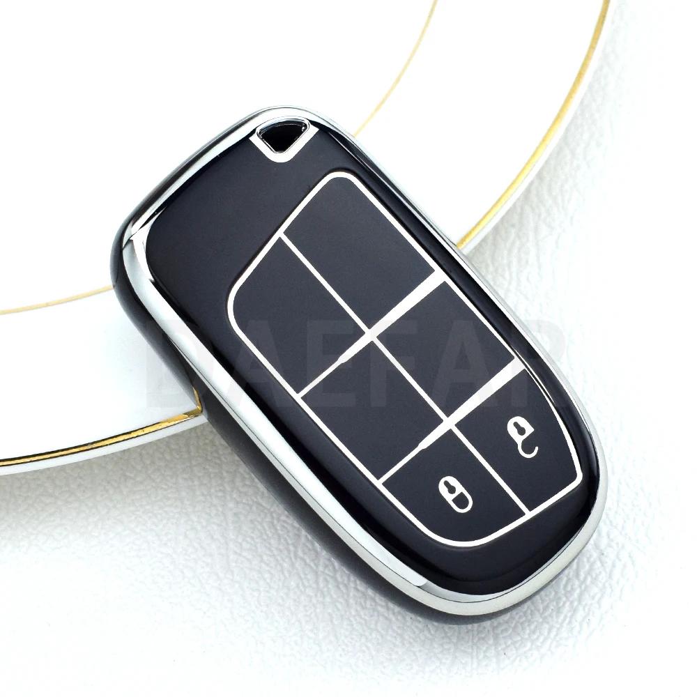 For Jeep Renegade Compass Grand Cherokee For Chrysler 300C Wrangler Dodge 5 Buttons Tpu Car Key Cover Case Fob Car Accessaries