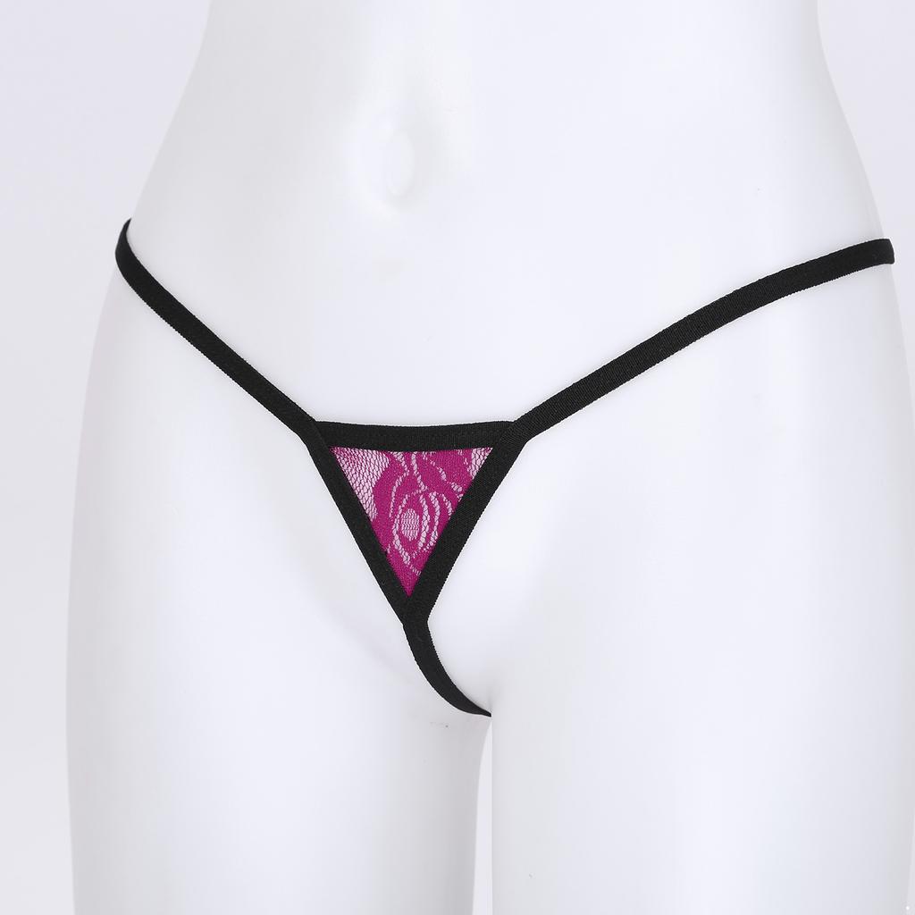 Women See-through Lace Micro Thongs G-string Low Waist Elastic Waistband T-back Lingerie Underwear