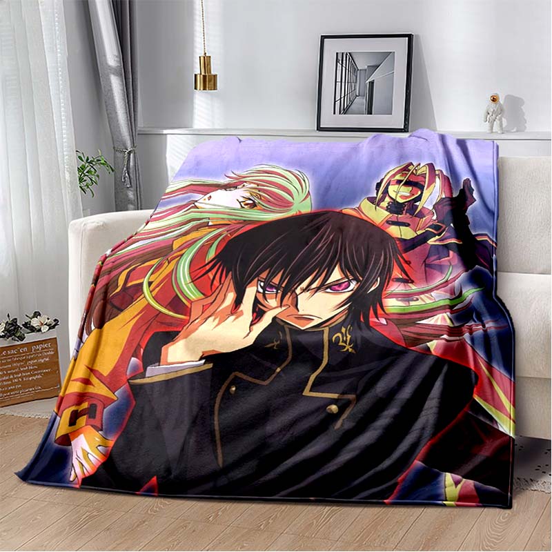 Code Geass Lelouch & C.C Anime Character Flannel Throw Blanket, Soft Warm Lightweight Blanket Sofa Bed Decor