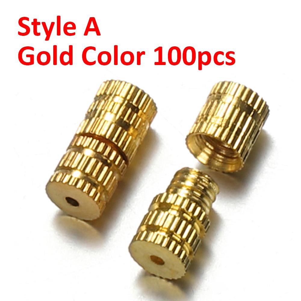 100pcs Cylinder Fasteners Buckles Closed Beading End Clasp Screw Clasps for DIY Bracelet Necklace Connectors Jewelry Making