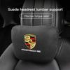 Car Suede Seat Headrest Neck Pillow Soft Cushion Lumbar Support For Porsche Cayenne Panamera Macan 911 718 Taycan Boxster Cayman