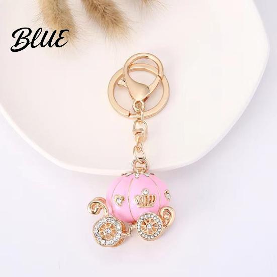 Girlfriend Keychain Gift Pendant Sparkling Rhinestones Pumpkin Carriage Shape Charm