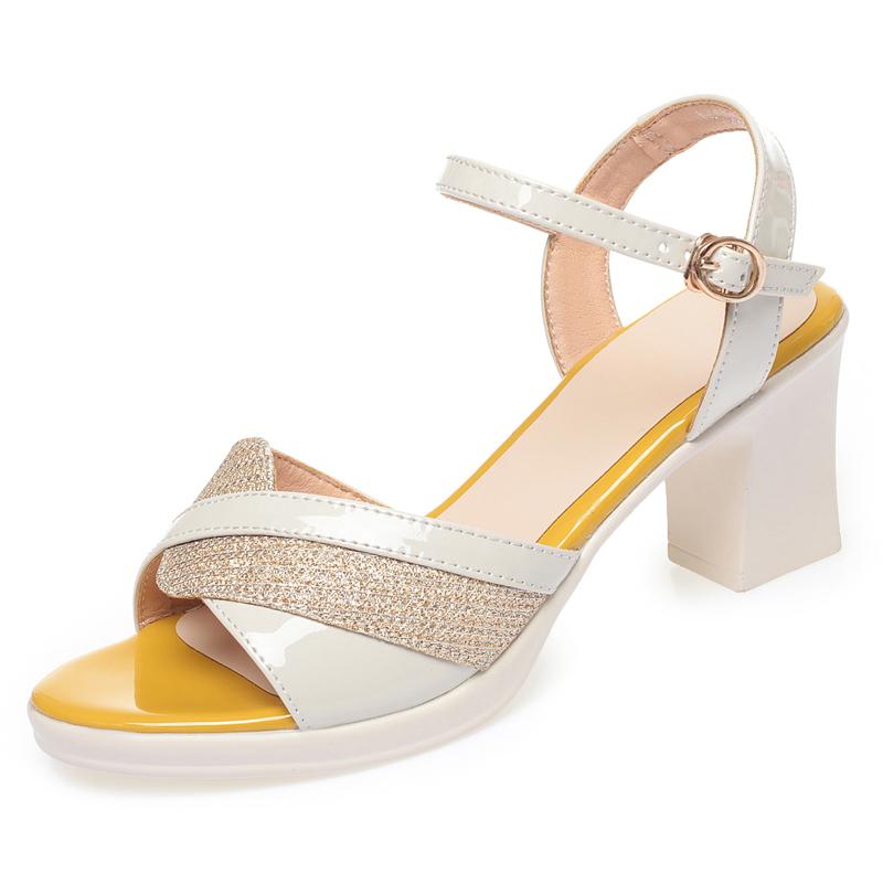 Fashion AIYUQI Summer Sandals Women 2025 New Summer Patent Leather Women's Sandals Fashion High Heeled Women's Dress Shoes