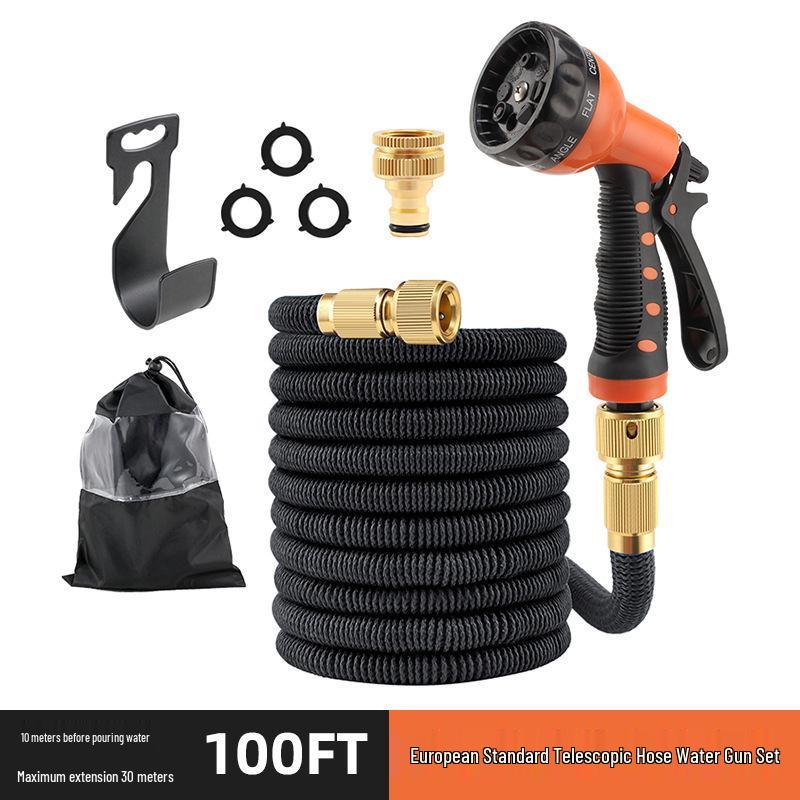 Automatic Retractable Magic Hose with Garden Sprinkler & High-Pressure Car Wash Water Gun