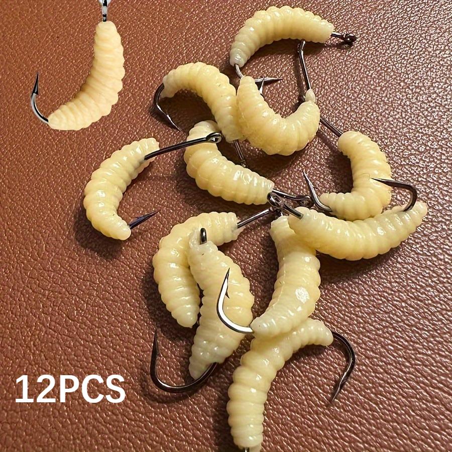

12/24/55 Pack Rubber Grub Fishing Lures, Soft Worm Bait Set With Hooks For Trout Perch Bluegill Panfish Freshwater Angling Use 12 pieces/set