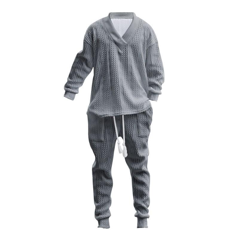 Set casual tricotat jacquard hip hop pentru bărbați pentru toamnă