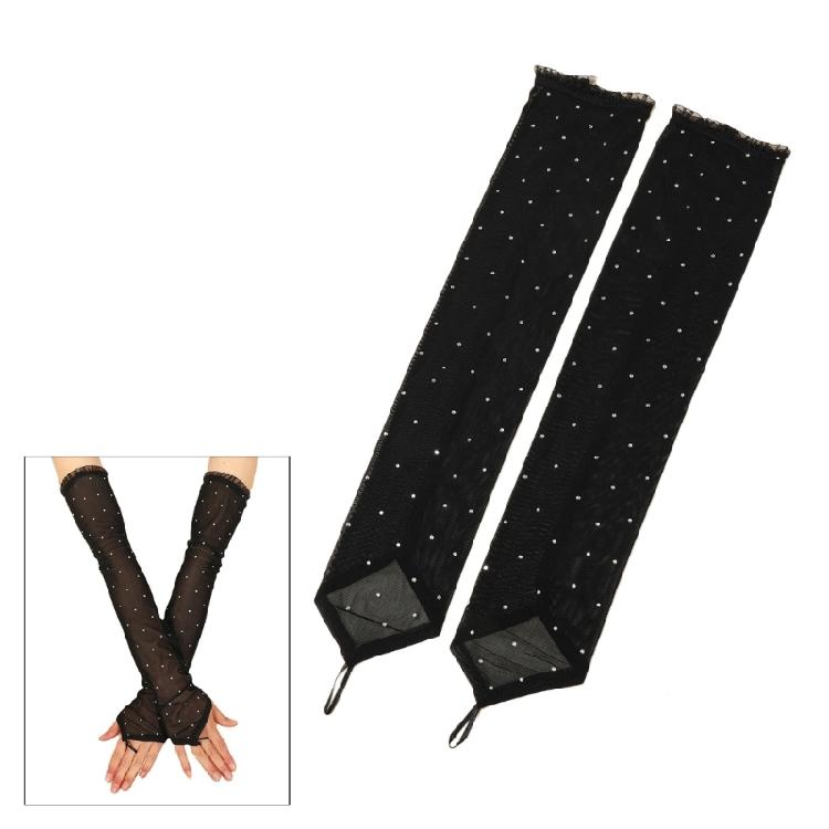 Abendkleidhandschuhe für Damen Damen Fingerlose Handschuhe Abschlussbälle Strass besetzt