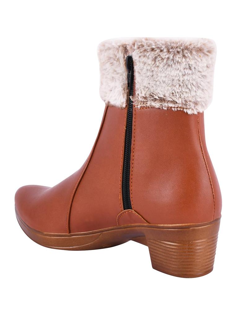 Shoetopia Womens  Chunky Heel Short Booties with Non-Slip Sole, Comfortable Trendy Ankle Boots | Soft Cushioned Sole | Casual, Party & Winter Wear