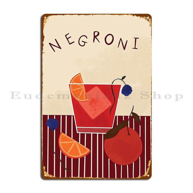 Negroni Cocktail Christinnurat Metal Plaque Poster Club Bar Garage Cinema Design Bar Cave Tin Sign Poster 20X30CM